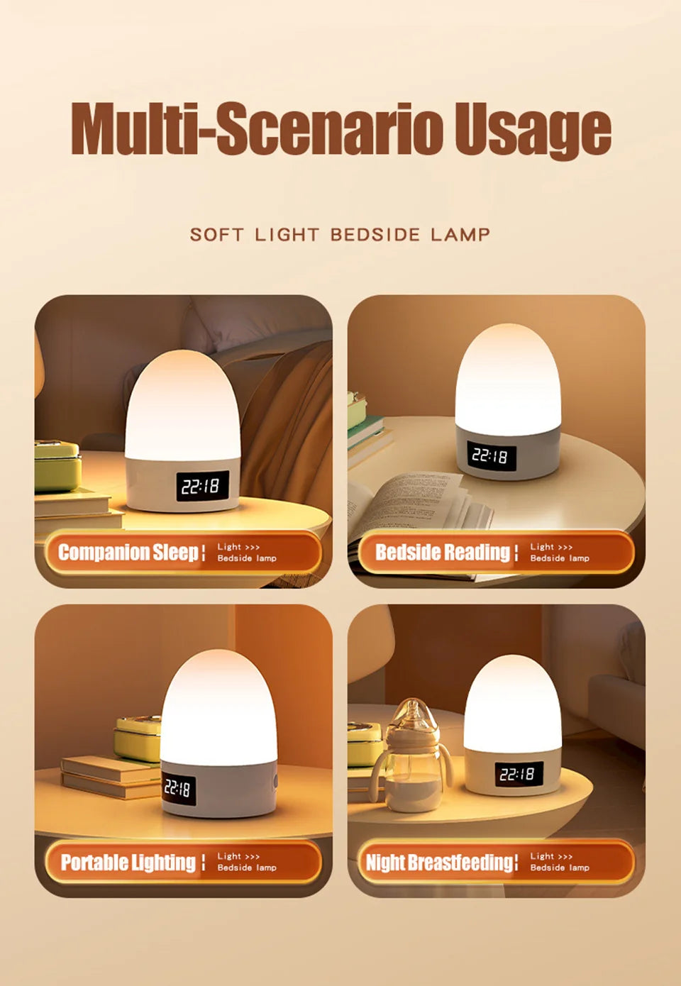 Touch Night Light Rechargeable 3 Color Wireless Baby's Room Bedside Lamp USB LED Night Light Ambient Soft Light For Kids Gift