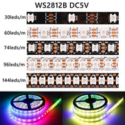 DC5V WS2812B Led Strip Light 30/60/74/96/144 LEDs/m Individually Addressable Smart 5050 RGB WS2812 Pixels Led Light IP30/65/67