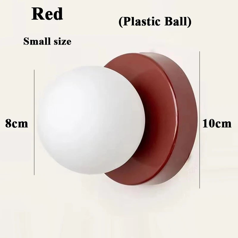 Macaron Soft Style Small Wall Lamp Iron Base With Plastic Material Ball Lampshade Sconce Light Modern Home Decor Soft E27 Lustre