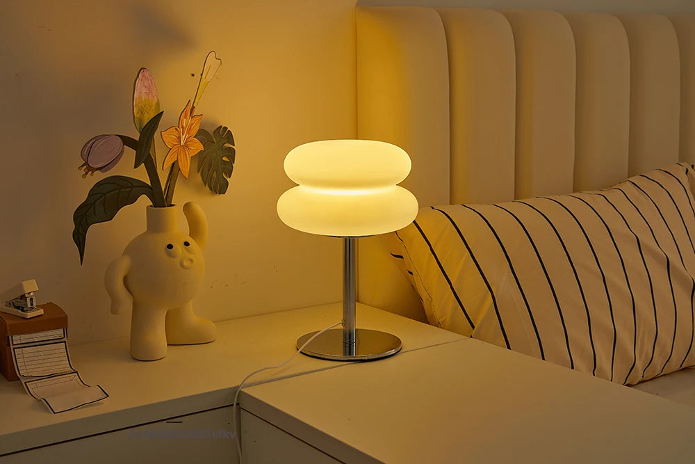 Bauhaus Table Lamp Plastic Lampshade Bedroom Bedside Living Room Nordic Mushroom Lamp 9-Level Brightness Dimming Ambient Light