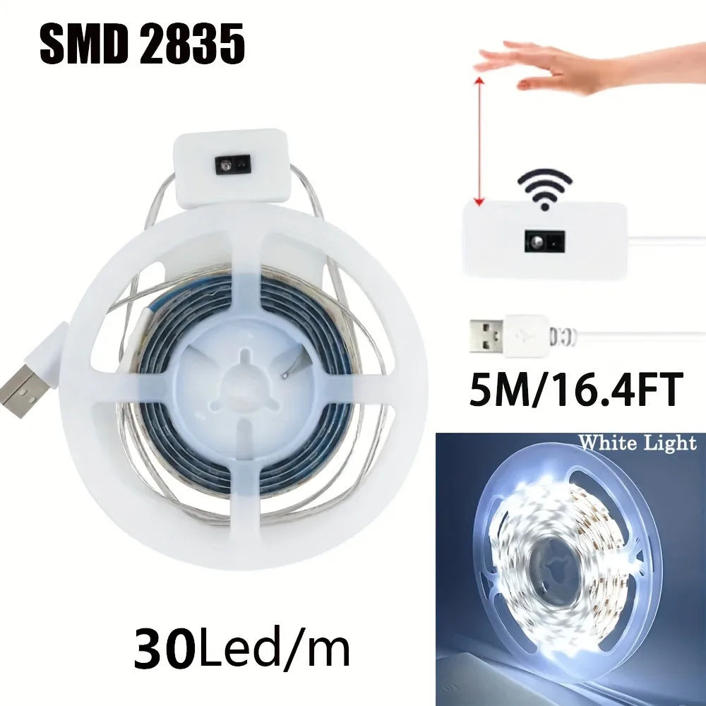 USB LED Strip with Hand-Sweep Sensor – 1–5 m – 5m Cold White