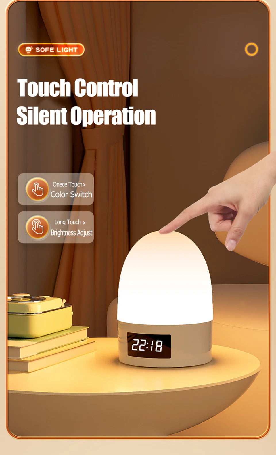 Touch Night Light Rechargeable 3 Color Wireless Baby's Room Bedside Lamp USB LED Night Light Ambient Soft Light For Kids Gift
