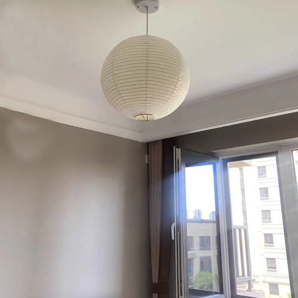 Hanging Paper Lampshade Light Fixture Classic Modern Pendant Light Lamp Cover Vintage Round Ceiling Light Cover Hotel Cafe