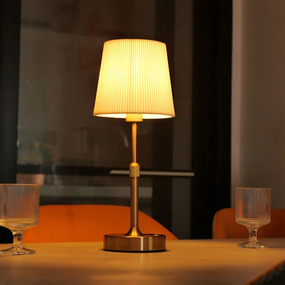 Fabric Desk Lamp Rechargeable Touch Table Lamp Replaceable E12 Bulb 2700K For Restaurant Hotel Room Bedside Decor Lighing