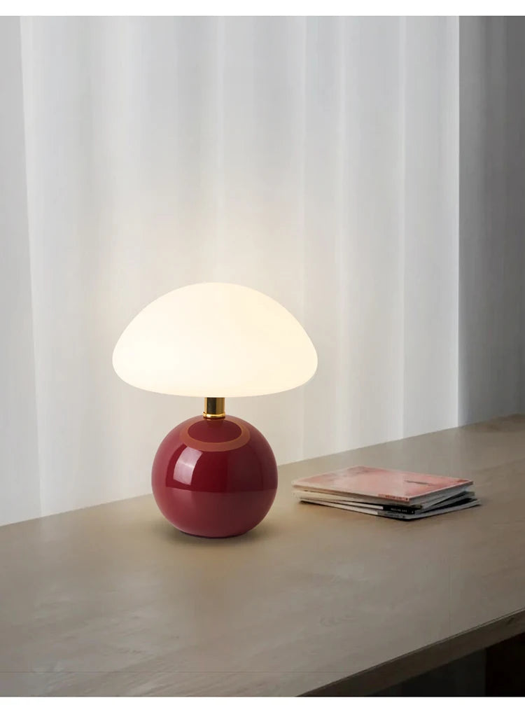 Ceramic Mushroom Table Lamp Nordic Cream Style Bedroom Bedside Living Room and Dining Room Table Lamp Atmosphere Table Lamp