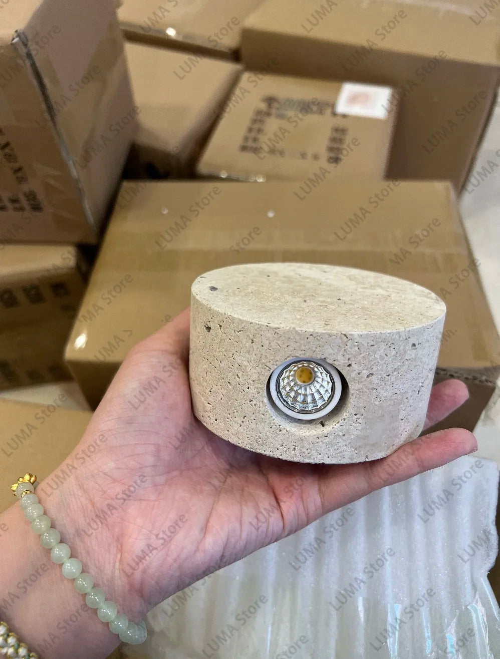 Luma Wabi-Sabi Yellow Travertine Wall Light, Natural Stone LED Wall Sconce Lamp For Bedroom Bedside Aisle Stair Restaurant