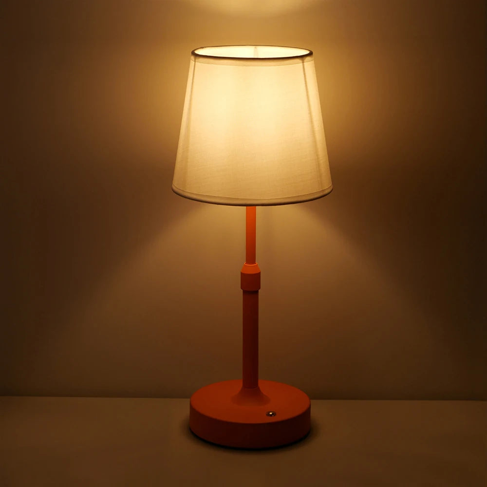 Fabric Desk Lamp Rechargeable Touch Table Lamp Replaceable E12 Bulb 2700K For Restaurant Hotel Room Bedside Decor Lighing
