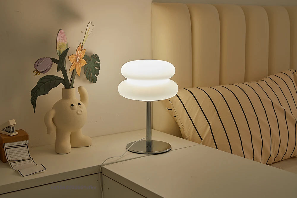 Bauhaus Table Lamp Plastic Lampshade Bedroom Bedside Living Room Nordic Mushroom Lamp 9-Level Brightness Dimming Ambient Light