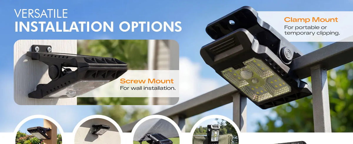 Solar Motion Sensor Clip On Light Outdoor Waterproof Bright Solar Powered Security Lamp for Fence Garden Yard Wall Patio Camping