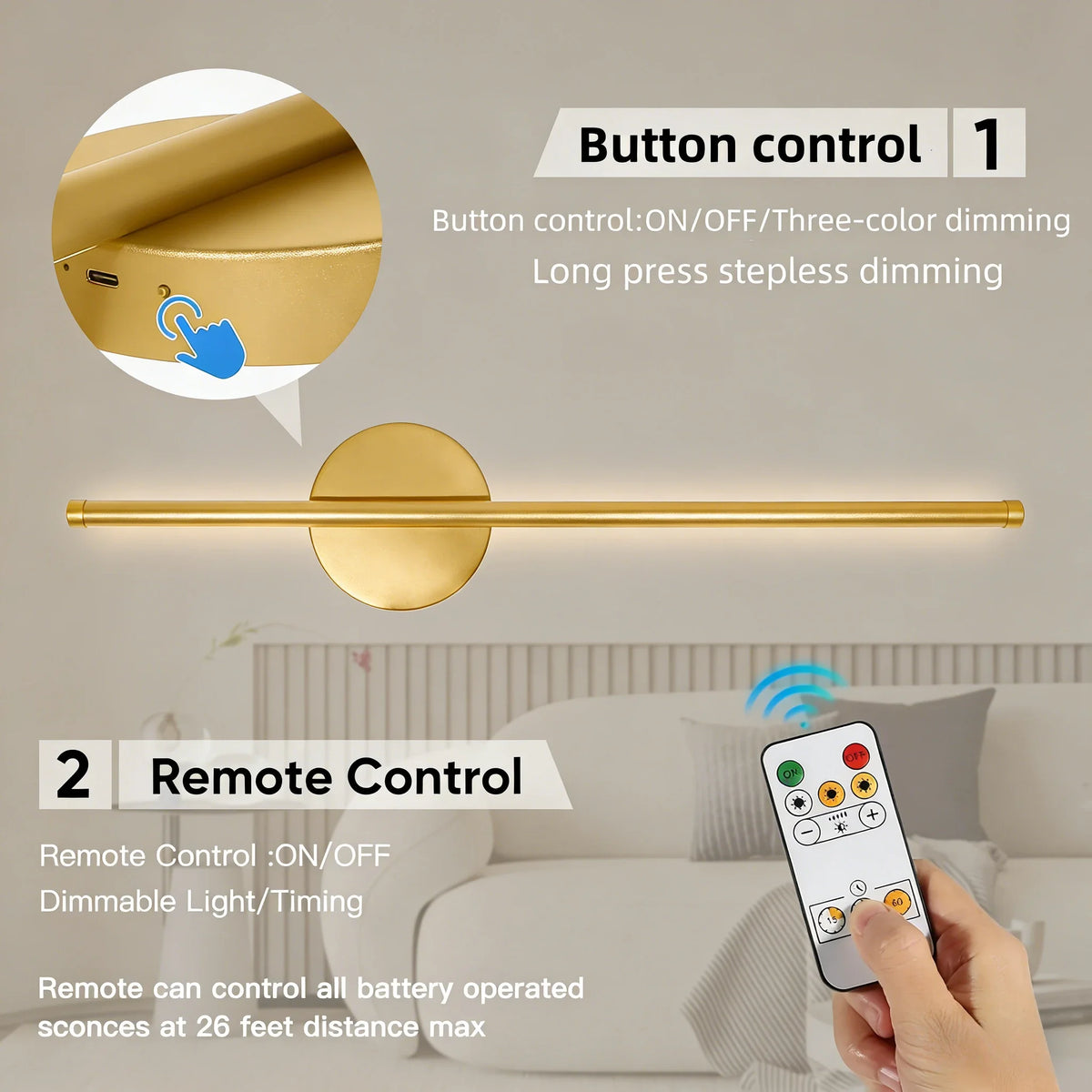 Magnetic Rechargeable 50 Wall Lamp Black Gold For Living Room Bedroom Hallway Study Stairwell Cloakroom LED Lighting Wiring Free