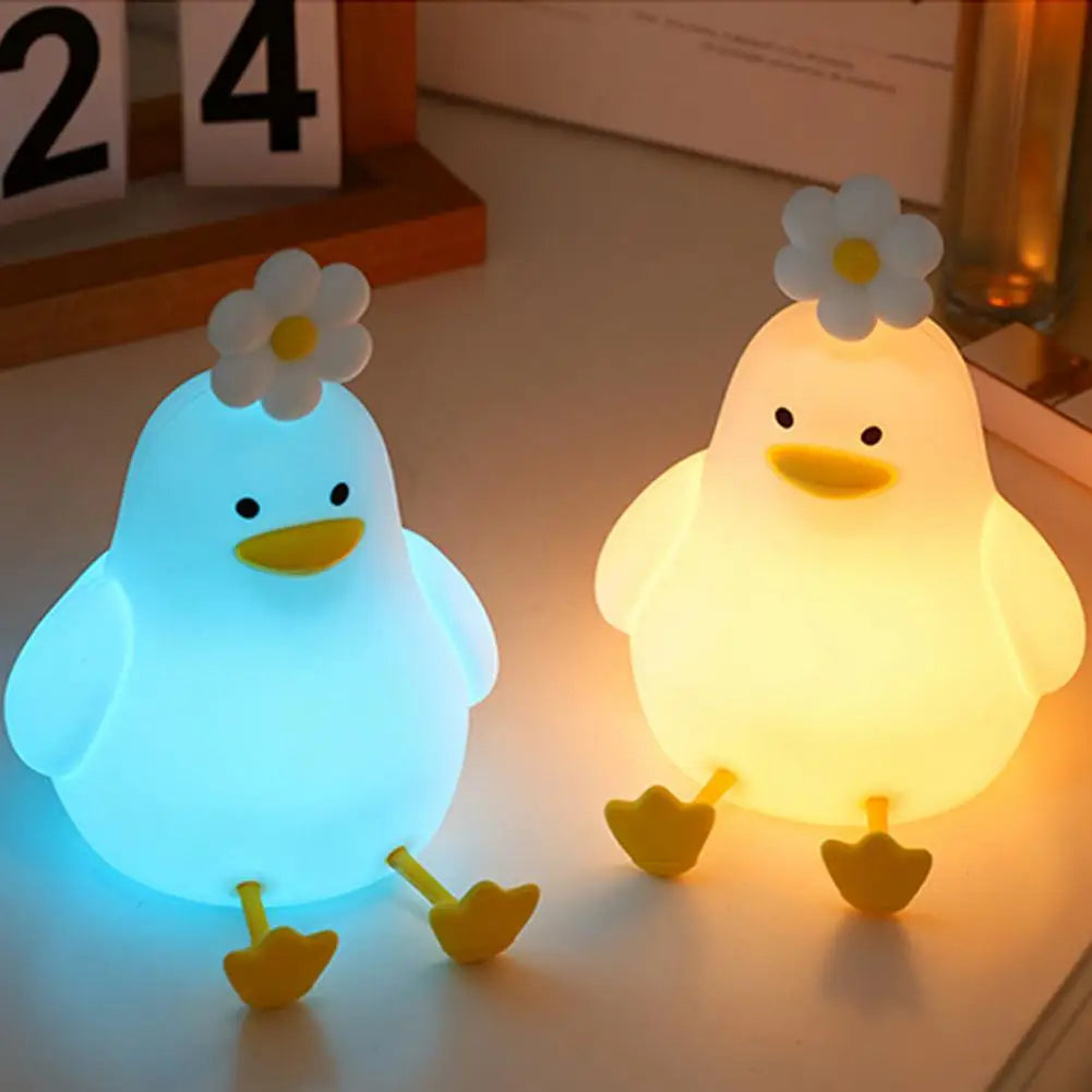 Cute Duck Led Night Light USB Rechargeable Nightlights Silicone Lamp Touch Switch Children Kid Bedroom Decoration Birthday Gift