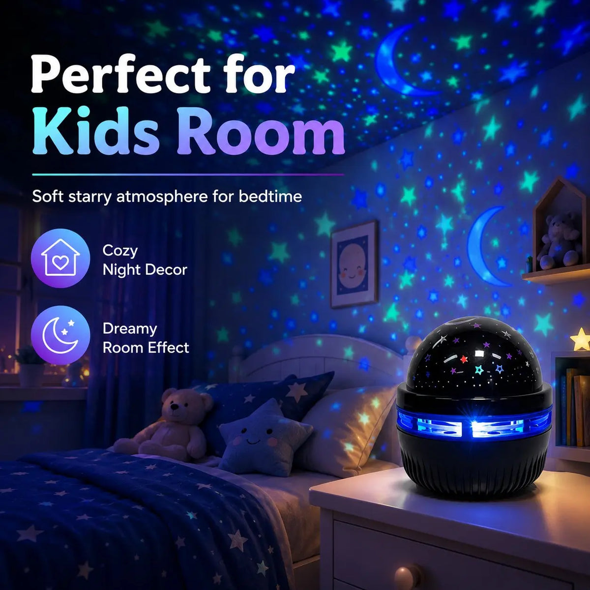 Starry Sky Projector Lamp RGB Galaxy Light Moon Star LED Night Lamp USB Ambient Light Bedroom Home Party Decoration