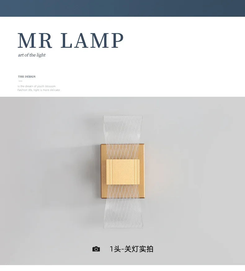Nordic Luxury Wall Lamp LED Bedside Lamp Aluminum Wall Light Modern Living Room Background Wall Decorative Light