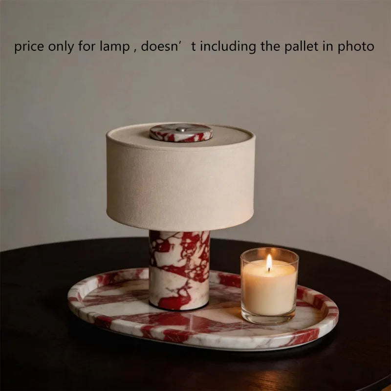 Lessa Marble-Style Table Lamp with Fabric Shade