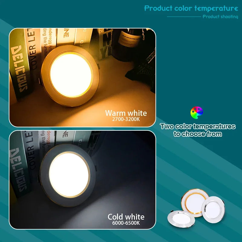 10pcs/lot LED Downlight Gold/Silver/White Body 5W 9W 12W 15W 18W Round Led Ceiling Light 12V 24V 110V 220V Indoor LED Lighting