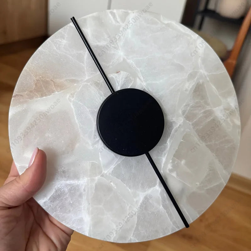 Modern Luxury Creative Natural Marble Copper Wall Light - Alabaster Marble Wall Sconce for Bedroom Bedside Living Room Aisle