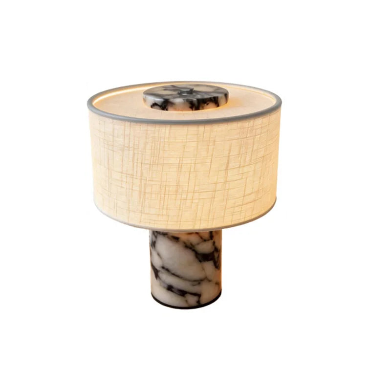 Lessa Marble-Style Table Lamp with Fabric Shade