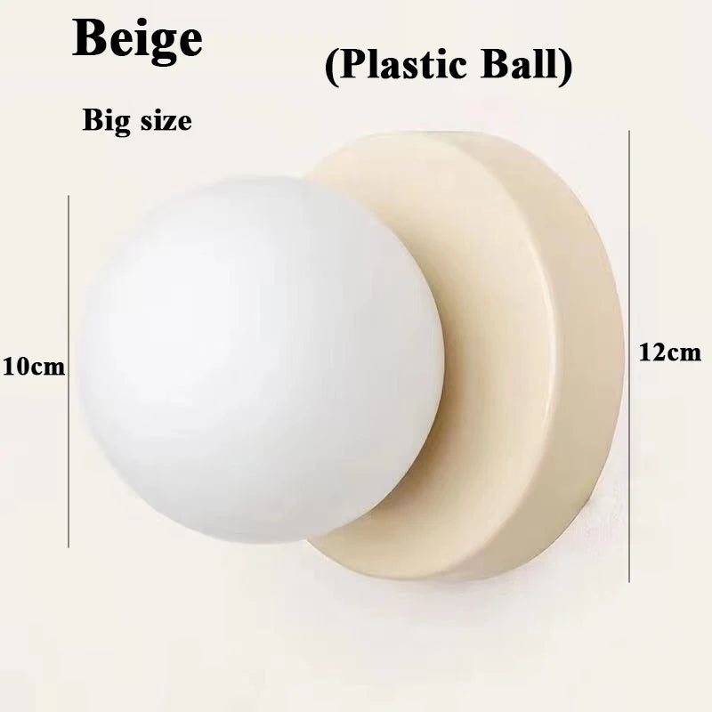 Macaron Soft Style Small Wall Lamp Iron Base With Plastic Material Ball Lampshade Sconce Light Modern Home Decor Soft E27 Lustre