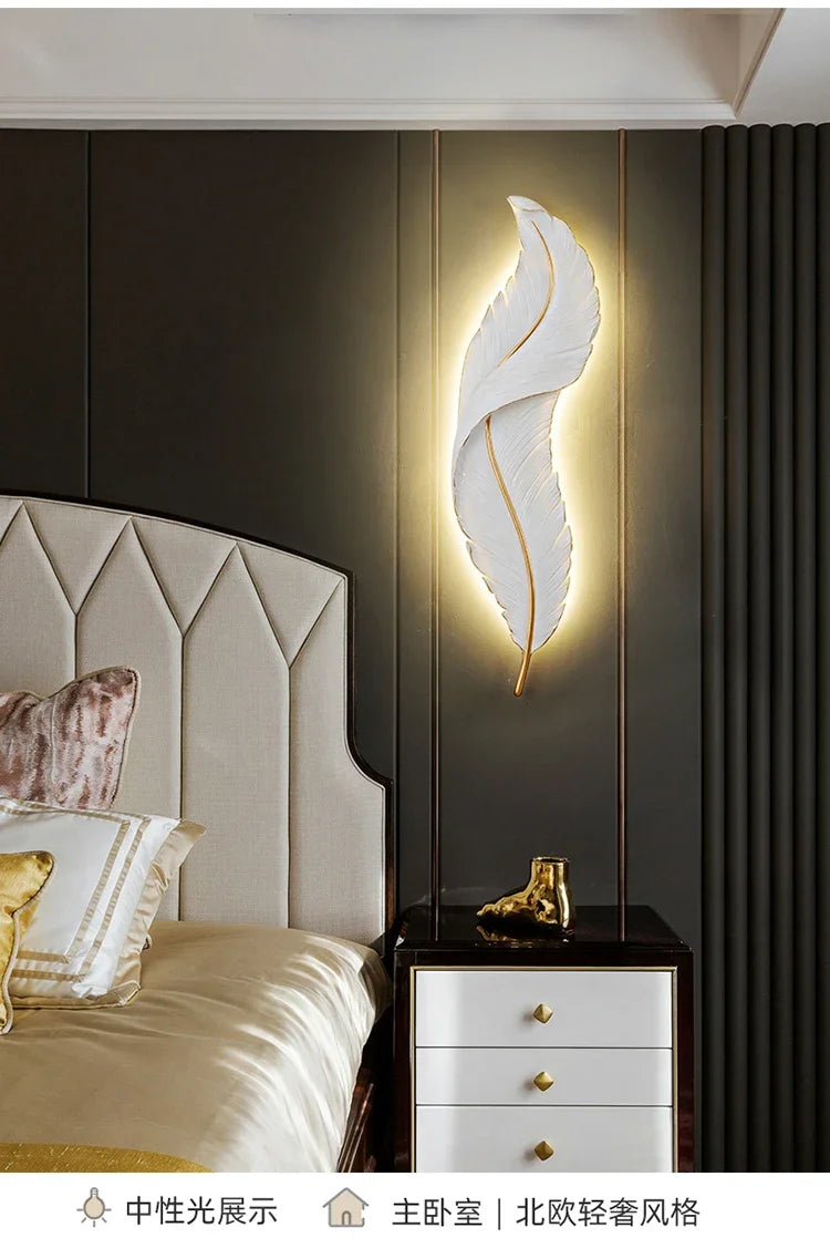 Modern Living Room Corridor Lighting Wall Lamp Nordic Home Decor Bedroom Bedside Lamps Light Luxury Creative LED Feather Lamp