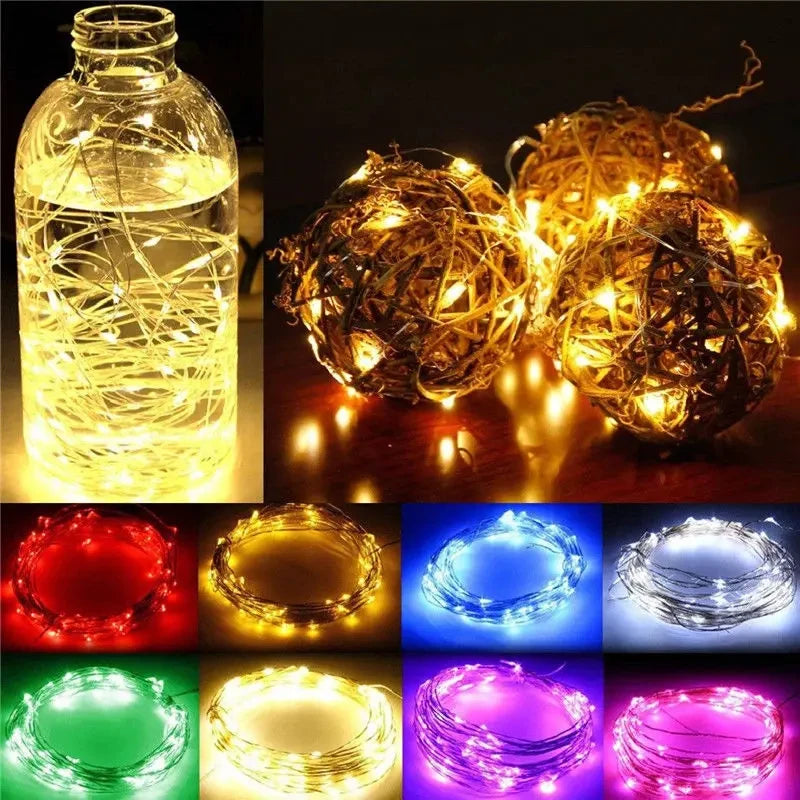 1Pack Fairy Light String Led Copper Wire String Light 1/2/3/5/10M Battery Powered For Bedroom Garden Party Wedding Decoration