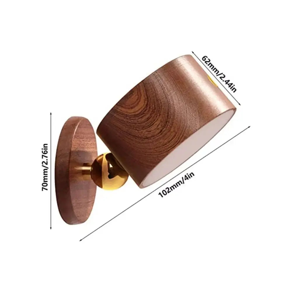 360° Rotating Wood Color Wall Mounted Lamp Touch Control Magnetic Mounting LED Wall Sconce Dimmable Warm White USB Rechargeable