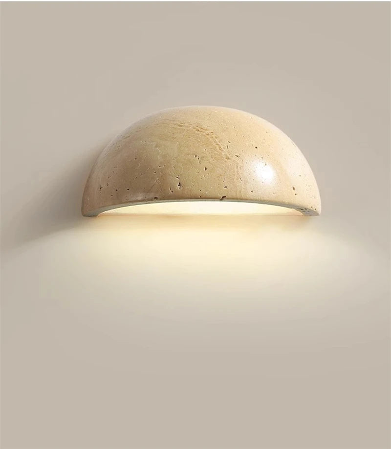 IWHD Modern LED Wall Lamp Yellow Travertine Glass Lampshade Wall Light Indoor Room Decoration Bedside Lighting Applique Murale