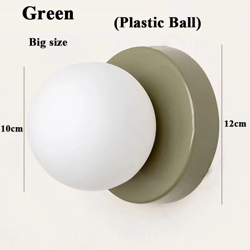 Macaron Soft Style Small Wall Lamp Iron Base With Plastic Material Ball Lampshade Sconce Light Modern Home Decor Soft E27 Lustre