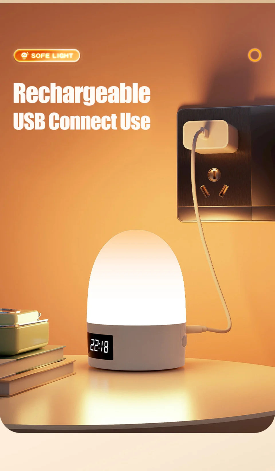 Touch Night Light Rechargeable 3 Color Wireless Baby's Room Bedside Lamp USB LED Night Light Ambient Soft Light For Kids Gift
