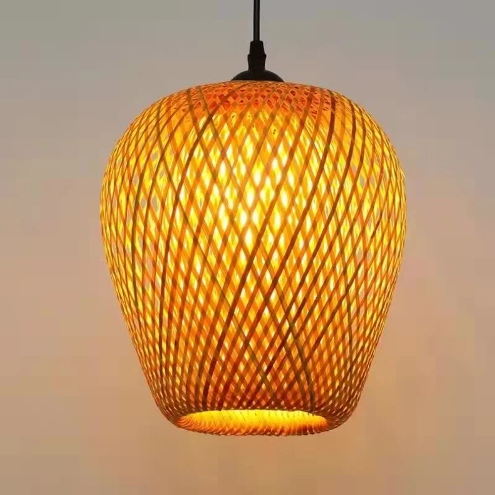 Hand Knitted Chinese Style Weaving Hanging Lamps 18/19/30cm Bamboo Pendant Lamp Restaurant Home Decor Lighting Fixtures