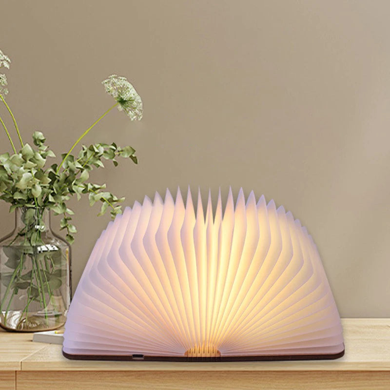 LED Wooden Book Lamp Creative USB Foldable Reading Light Children Birthday Holiday Gift Bedroom Bedside Decoration Night Light