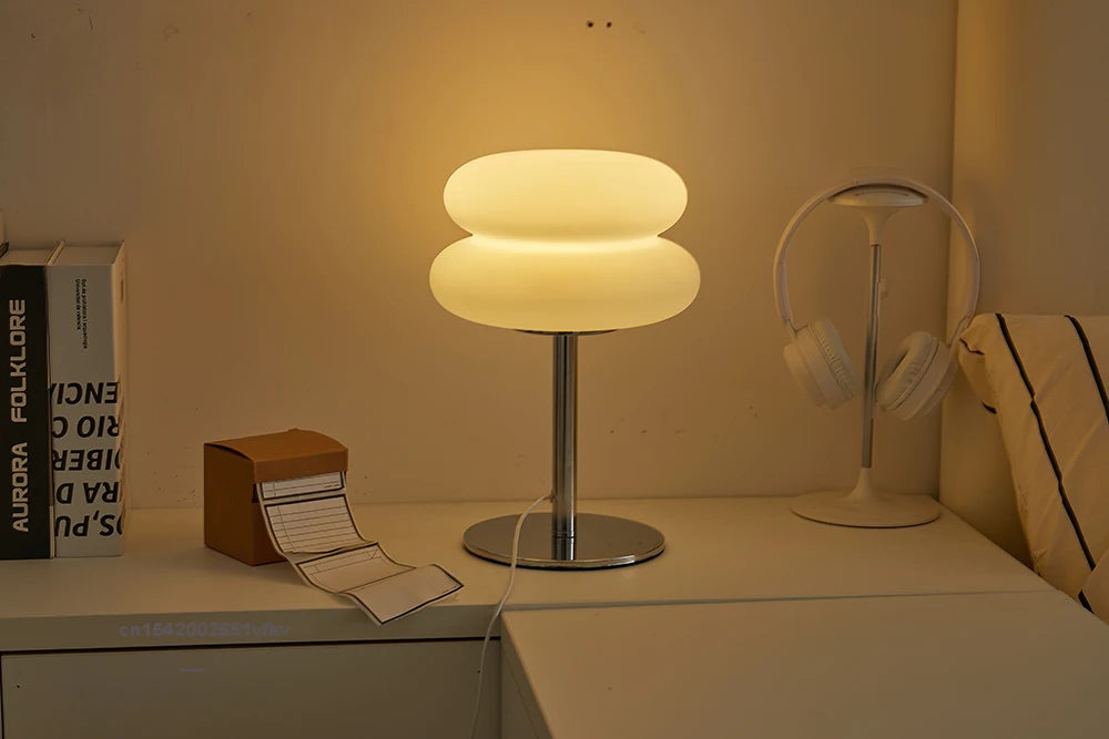 Bauhaus Table Lamp Plastic Lampshade Bedroom Bedside Living Room Nordic Mushroom Lamp 9-Level Brightness Dimming Ambient Light