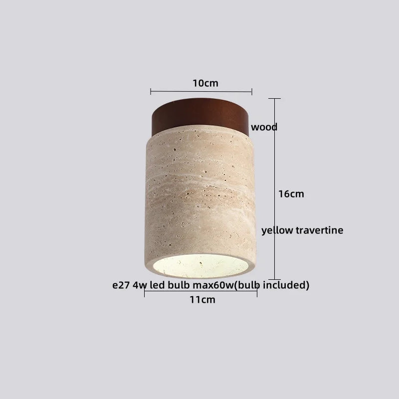 IWHD Natural Stone LED Ceiling Light Decoration Wabi-sabi Wind Aisle Corridor Living Room Modern Ceiling Lamp Yellow Travertine