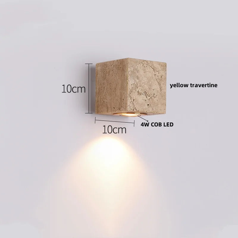 IWHD Wood LED Wall Lamp Sconce Pull Chain Aisle Bedroom Rotate Yellow Travertine Nordic Modern 2 Lighting Bathroom Mirror Light