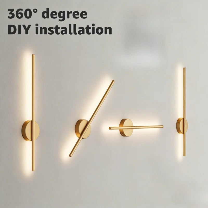 Magnetic Rechargeable 50 Wall Lamp Black Gold For Living Room Bedroom Hallway Study Stairwell Cloakroom LED Lighting Wiring Free