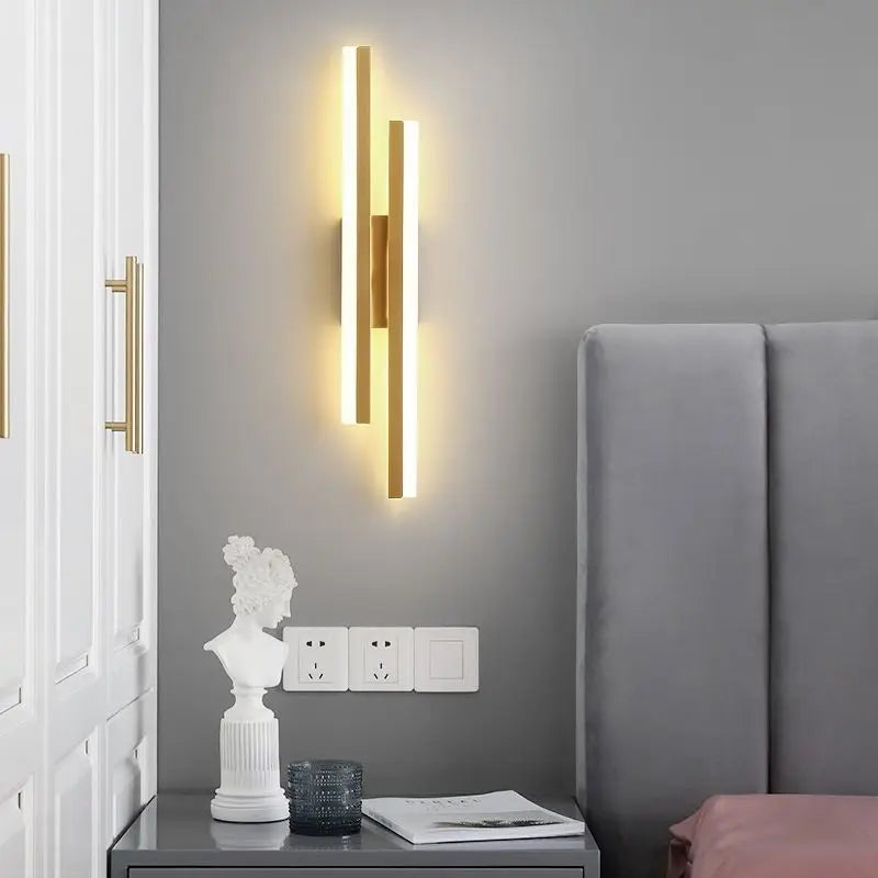 LED Wall Lamp Bedroom Wall Sconces Copper Line Pipe Acrylic Lampshade Indoor Lighting for Living Room Corridor Light Fixture