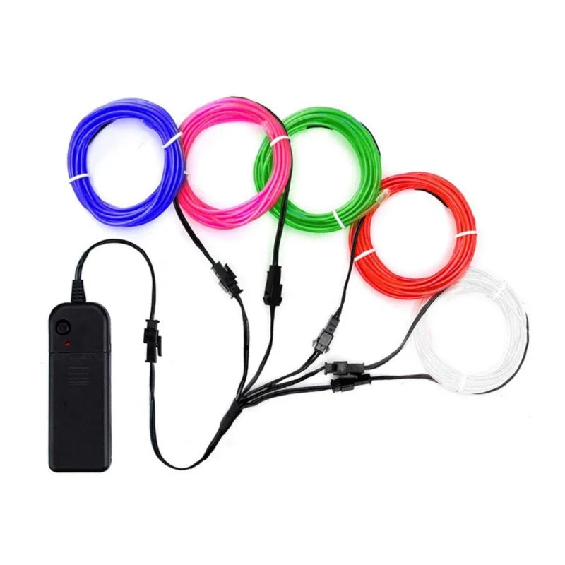 1m 3m 5m Glow EL Wire Neon Cable for Christmas Dance Party DIY Costumes Multicolor Illuminated Light AA Battery  Lamp LED Strip
