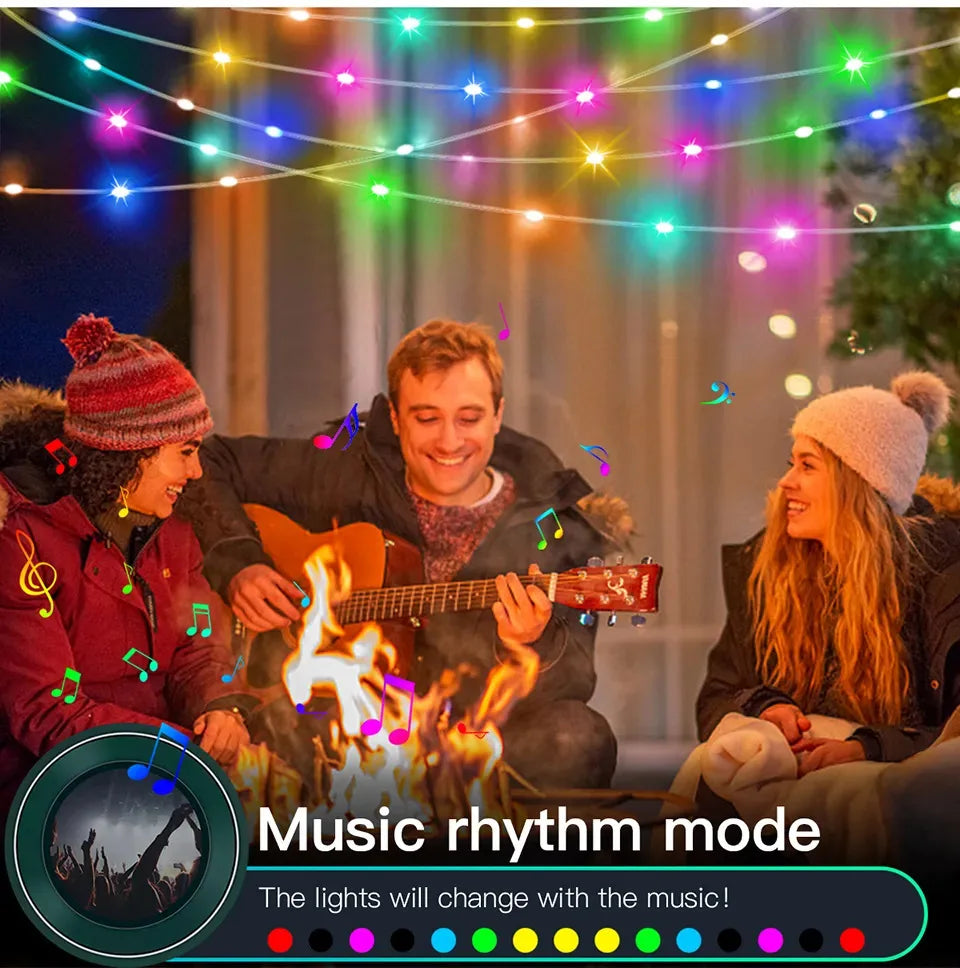 5M/10M/15M/20M RGBIC USB Sting Light Bluetooth APP DIY LED Fairy Lights Garland Decoration for Christmas Wedding Birthday Party