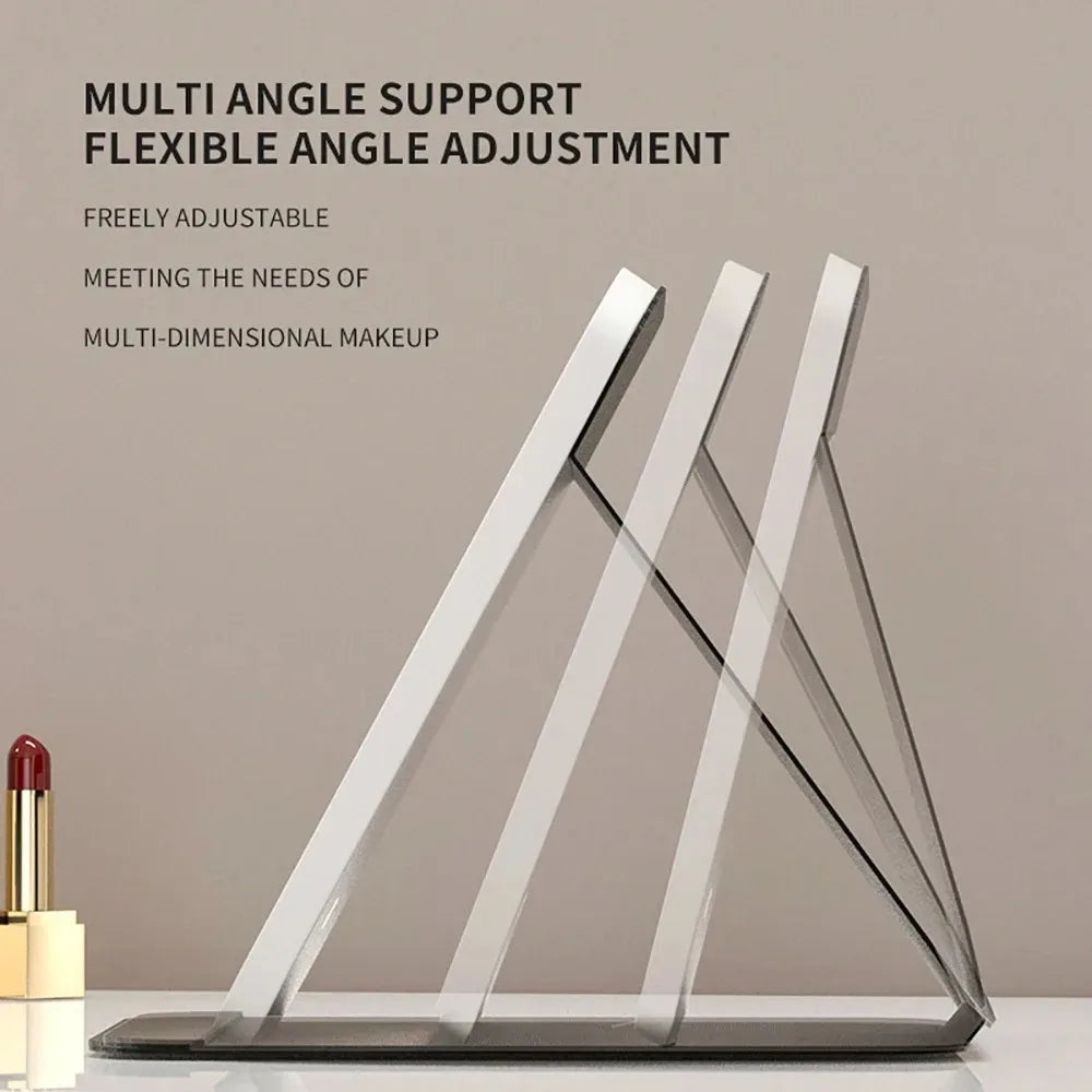 USB Rechargeable 3 Colors LED Makeup Mirror Pocket Mirror Touch Dimmable 3 Brightness Foldable for Travel Office Home