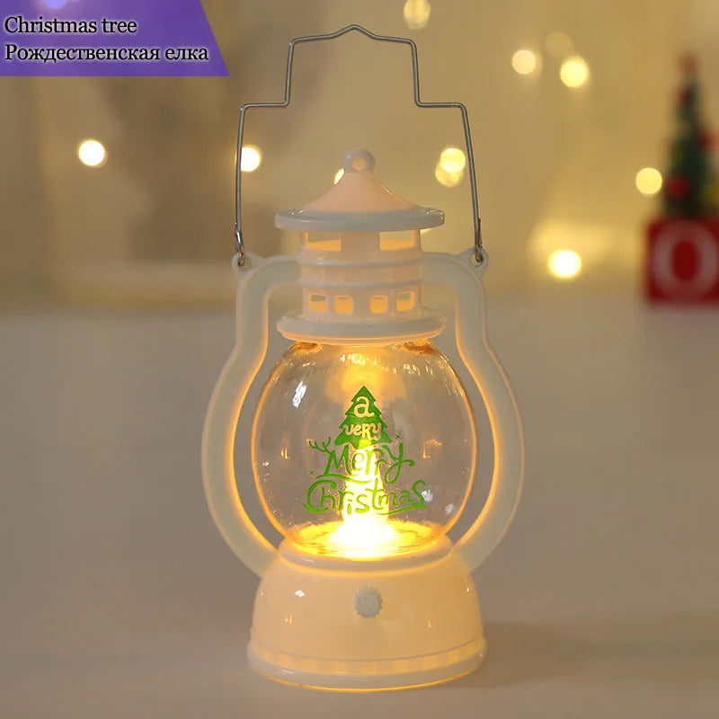 Portable LED Christmas Santa Claus Snowman Lanterns Indoor Decor Lights Battery Powered for Home Xmas New Year Navidad Ornaments