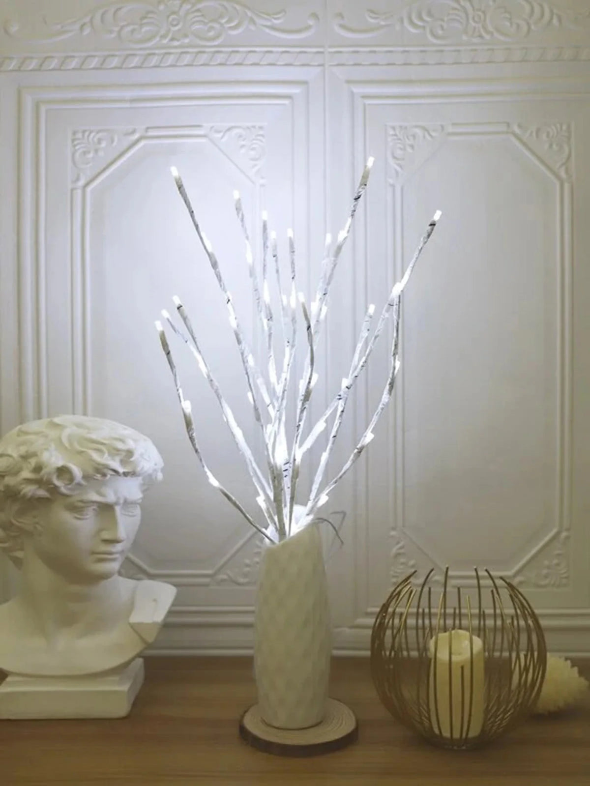 1 PC White Birch Branch Lights Battery Operated 20 LED Fairy Lights Willow Branches for Home Bedroom Inside Outdoor Decoration