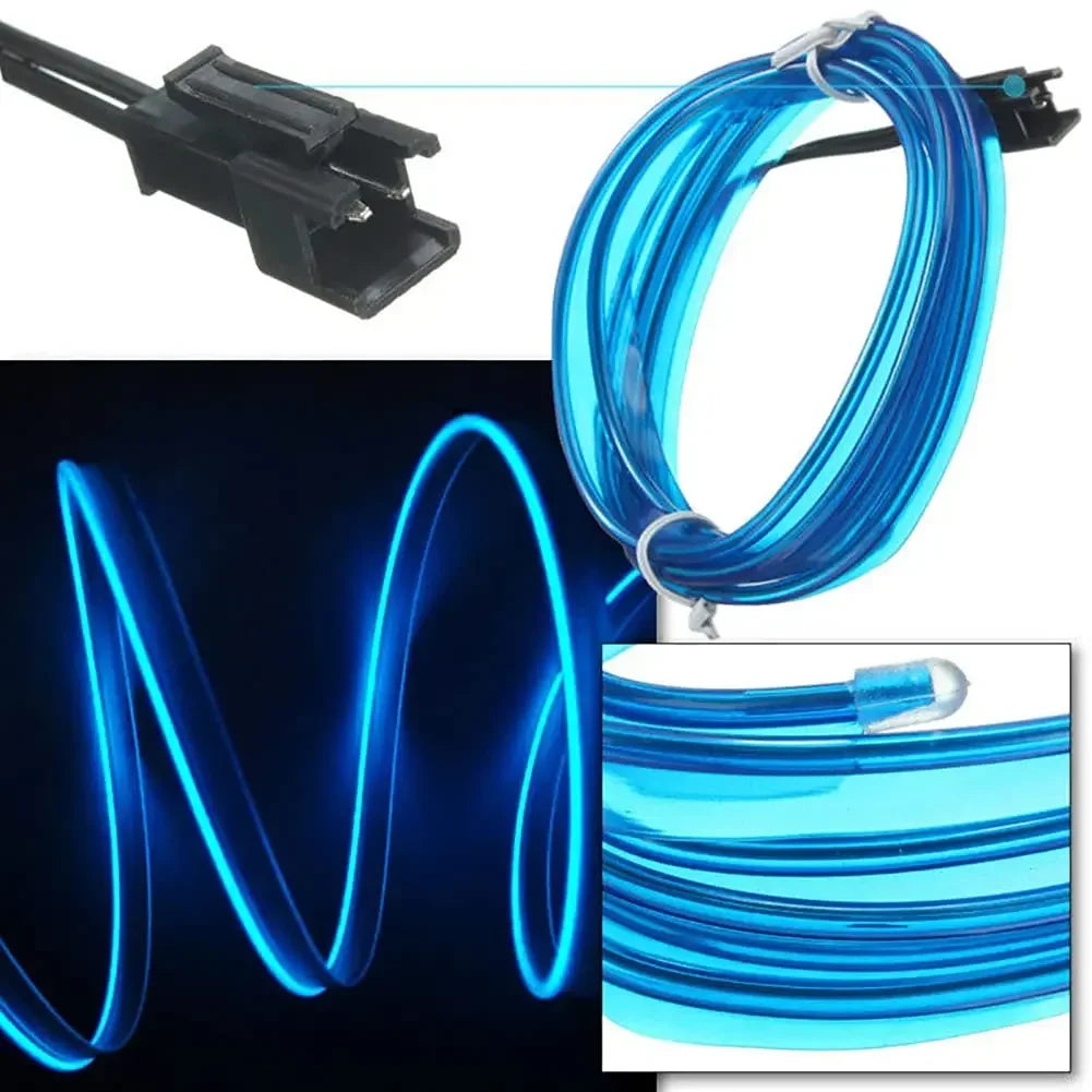 5M Car Interior LED Strip Light EL Wire Neon Ambient Lighting USB Flexible Decoration DIY Auto Party Atmosphere Lamp Diode