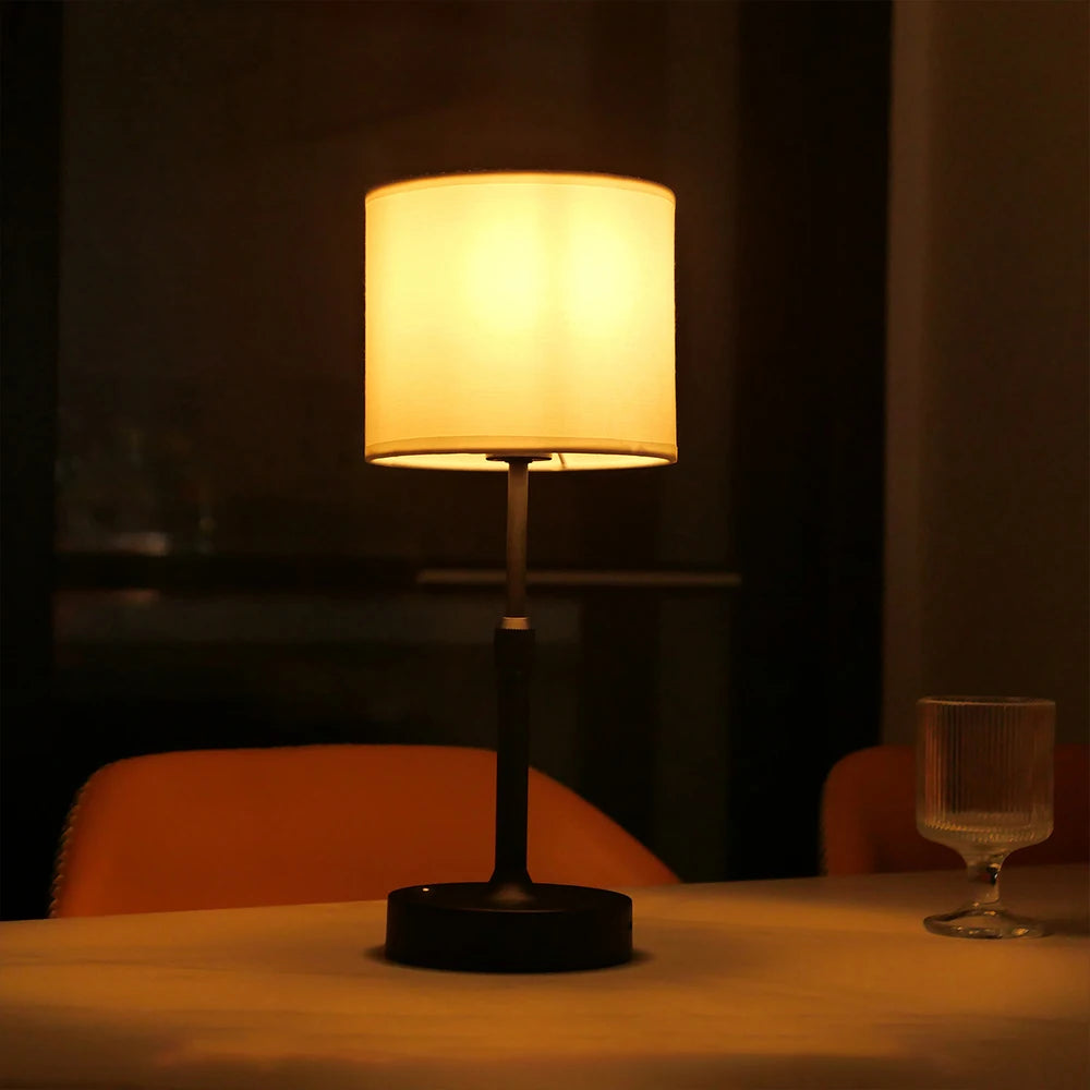 Fabric Desk Lamp Rechargeable Touch Table Lamp Replaceable E12 Bulb 2700K For Restaurant Hotel Room Bedside Decor Lighing