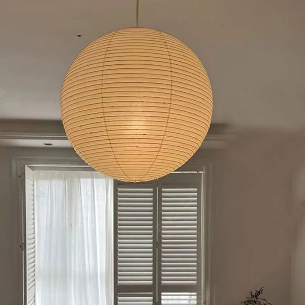 Hanging Paper Lampshade Light Fixture Classic Modern Pendant Light Lamp Cover Vintage Round Ceiling Light Cover Hotel Cafe