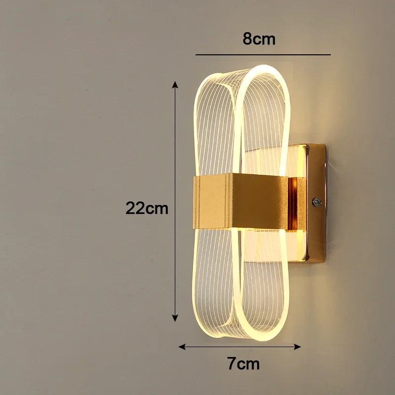 Nordic Luxury Wall Lamp LED Bedside Lamp Aluminum Wall Light Modern Living Room Background Wall Decorative Light