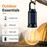 Solar Camping Light Bulb USB Rechargeable Hanging Tent Lamp Waterproof Portable Outdoor Lantern for Camping BBQ Garden Decor