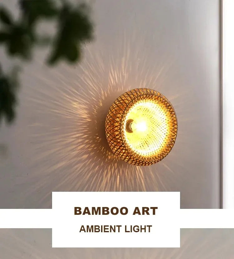 Retro Led Bamboo Woven Ceiling Lamp Corridor Aisle Living Room Ceiling Light E27 Woven Lamps Decorative Fixtures