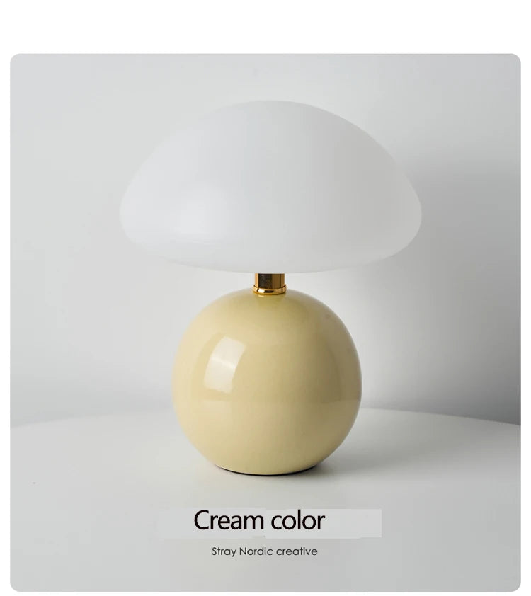 Ceramic Mushroom Table Lamp Nordic Cream Style Bedroom Bedside Living Room and Dining Room Table Lamp Atmosphere Table Lamp