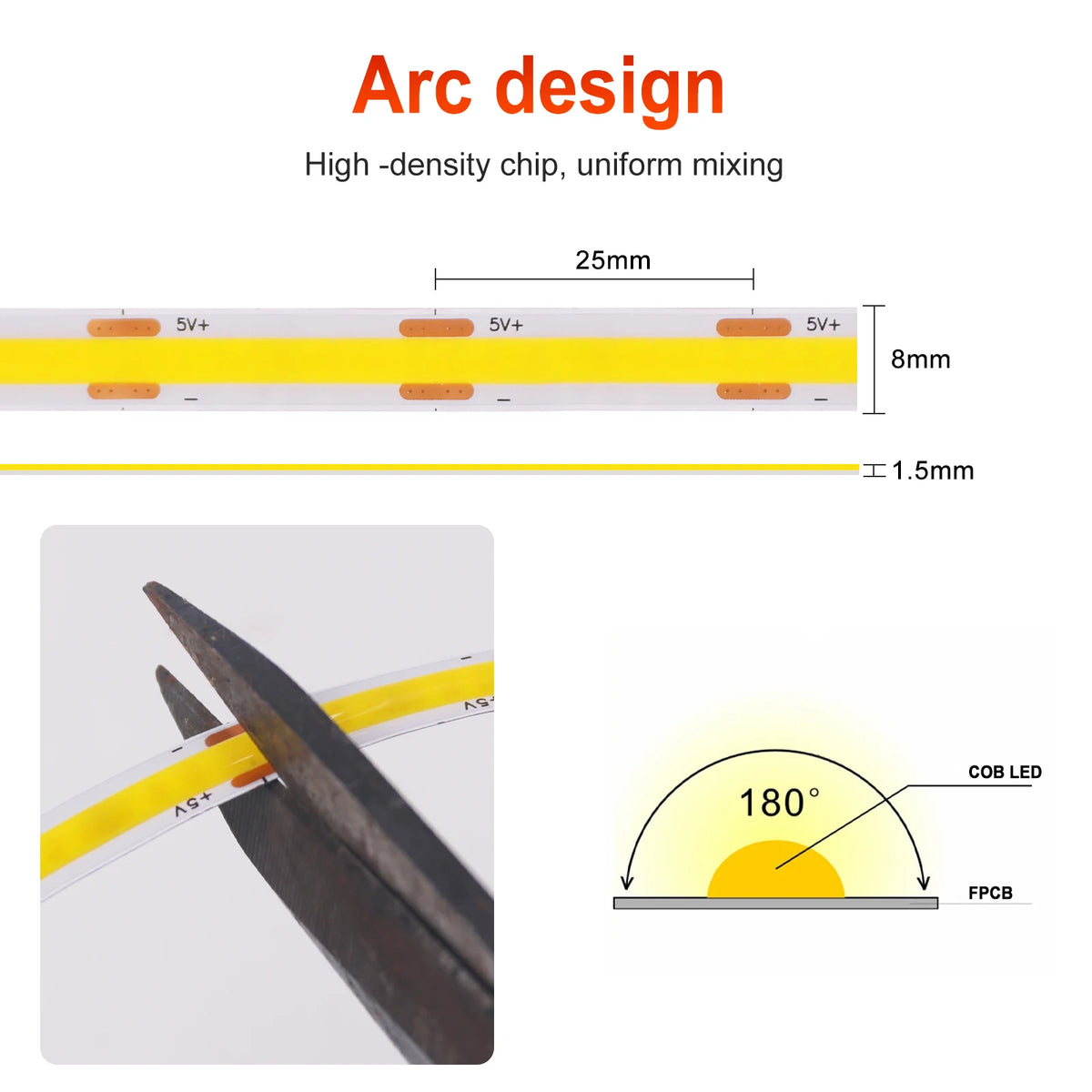 3AA Battery Box 5V COB Led Strip 8MM 320LEDs/M Warm Natural Cool White Flexible COB Strip Light for Bedroom Cabinet TV Backlight