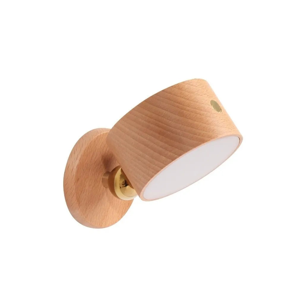 360° Rotating Wooden Wall Mounted Lamp Dimmable Magnetic Mountin Magnetic Night Light Touch Control Double-sided LED Wall Sconce