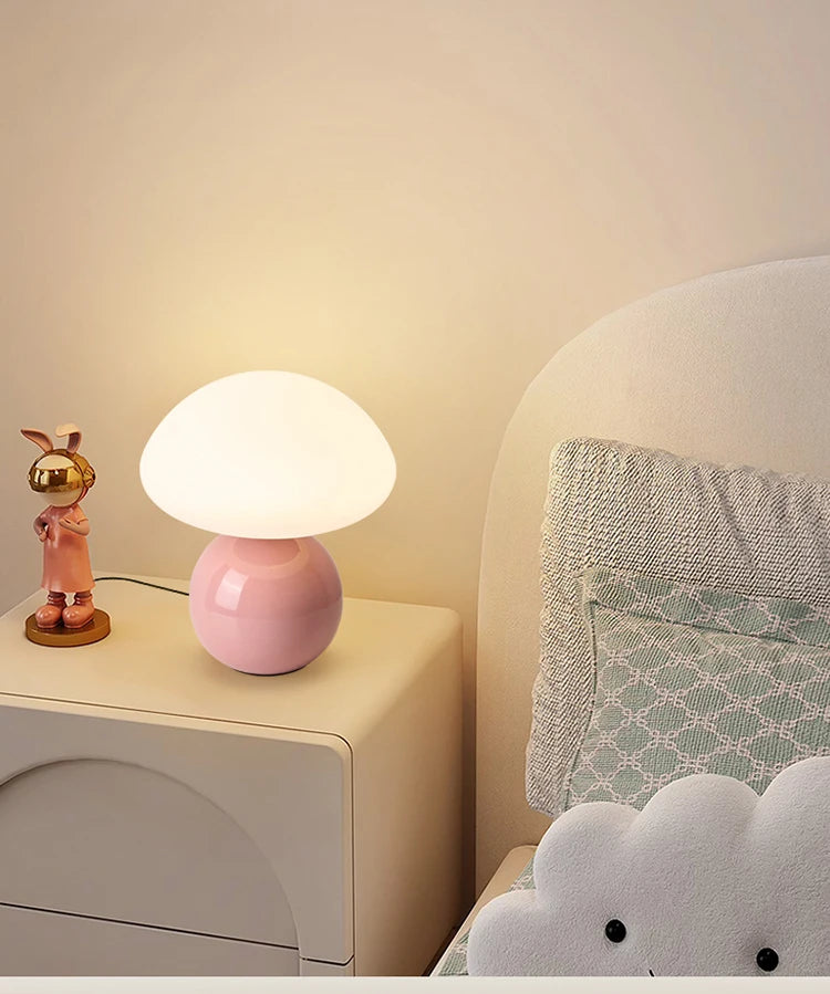 Ceramic Mushroom Table Lamp Nordic Cream Style Bedroom Bedside Living Room and Dining Room Table Lamp Atmosphere Table Lamp